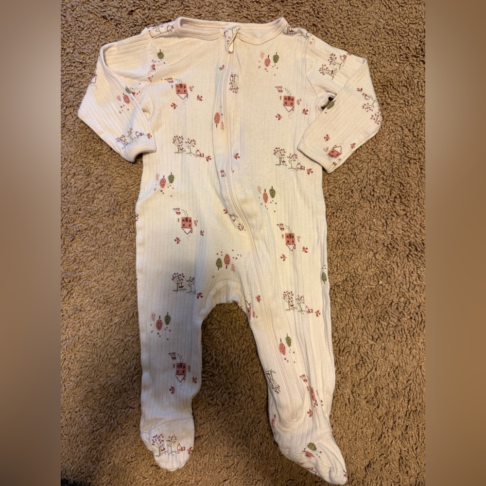 Gerber Cream Kids Footie with Playful Patterns